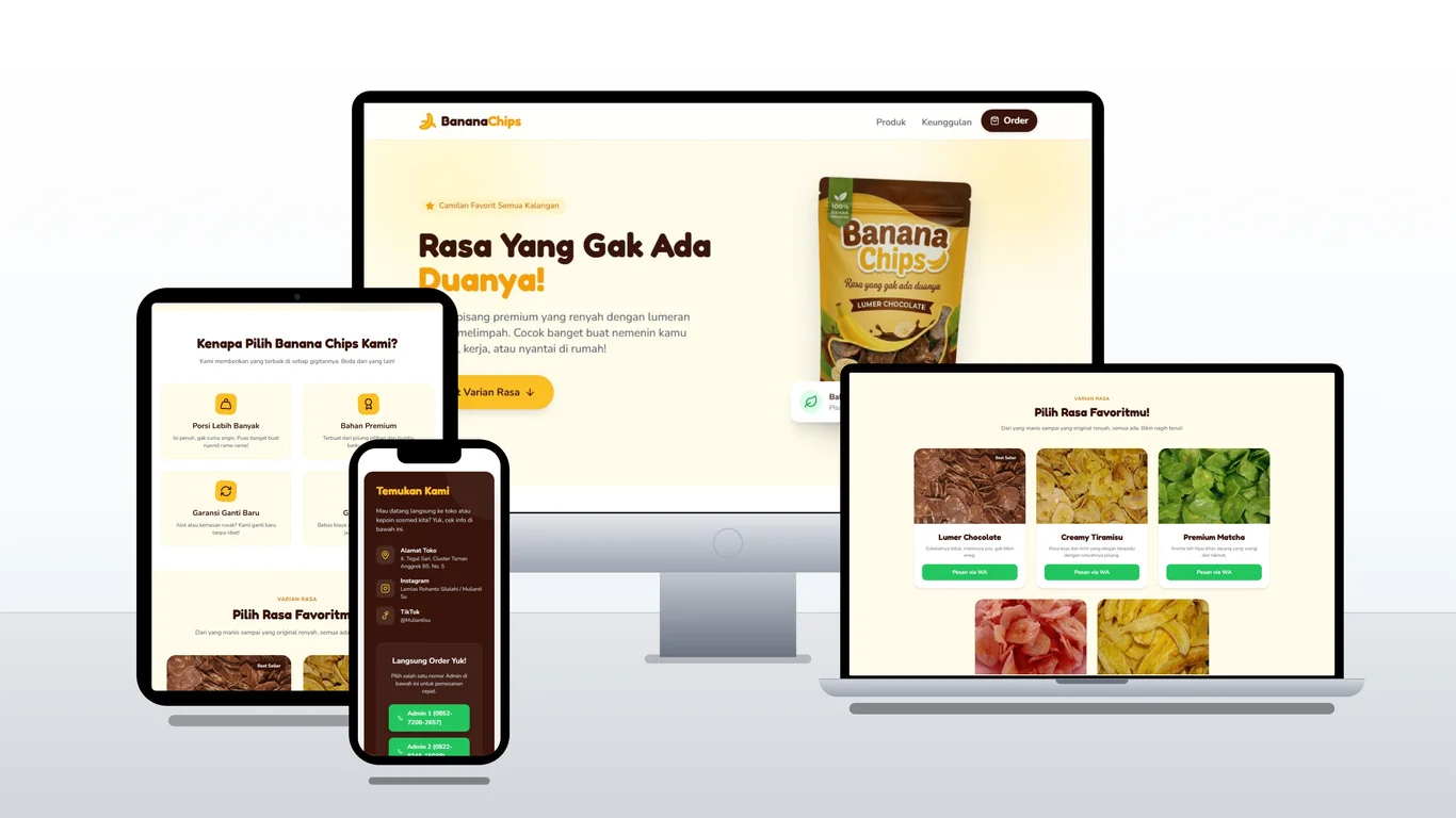 Website katalog Banana Chips Premium buatan DIJUMPER